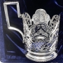 Серебряный подстаканник с хрустальным стаканом "Прибой-4" - фото 4