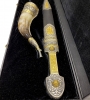 Серебряный набор с золотым покрытием кинжал и рог "Легенда востока" Авторская работа знаменитого мастера Гаджи Абакарова - фото 5