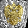 Серебряная рюмка для водки или коньяка с позолоченным гербом России "Держава-5"   (объем 50 мл) - фото 2