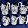Набор серебряных подстаканников с хрустальными стаканами "Тибет-2" - фото 3