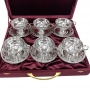 Набор серебряных чашек чайных с блюдцами "Байкал-2" (12 предметов) (объем 1 чашки 130 мл) - фото 3