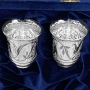 Набор серебряных стопок для водки или коньяка "Звездный-2" (2 шт) (объем 1 стопки 60 мл) - фото 1
