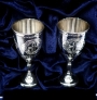 Набор серебряных рюмок для водки или коньяка "Тибет" (2 шт) (объем 1 рюмки 50 мл) - фото 1
