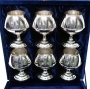 Набор серебряных бокалов для коньяка "Граф-3" (6 шт) (объем 1 бокала 180 мл) - фото 1