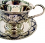Набор серебряных чайных чашек с блюдцами "Кристалл" (2 шт) (объем 1 чашки 200 мл) - фото 1