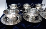 Набор серебряных чашек чайных с блюдцами "Кристалл-2" (6 шт, 12 предметов) (объем 1 чашки 180 мл) - фото 1