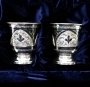 Набор серебряных стопок для водки или коньяка "Рождество-2" (2 шт) - фото 1