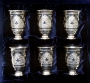 Набор серебряных стопок для водки или коньяка "Рождество-4" (6 шт) - фото 1
