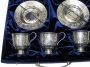 Набор серебряных чайных чашек с блюдцами "Эридан" (6 шт) - фото 1