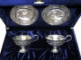 Набор серебряных чайных чашек с блюдцами "Исток" (2 шт) (объем 1 чашки 140 мл) - фото 1