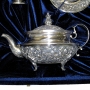 Уникальный серебряный чайный сервиз ручной работы "Иллюзия" (16 предметов) - фото 3