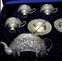 Уникальный серебряный чайный сервиз ручной работы "Иллюзия" (16 предметов) - фото 5