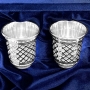 Набор серебряных стопок для водки или коньяка "Иллюзия-2" (2 шт) (объем 1 стопки 60 мл) - фото 1