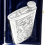 Серебряная фляжка (фляга) с позолоченным гербом России "Империя-2" (объем 220 мл) - фото 3