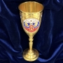 Набор серебряных рюмок для водки или коньяка с золотым покрытием, горячей эмалью и позолоченным гербом России "Символ-5" (6 шт) (объем 1 рюмки 80 мл) - фото 1