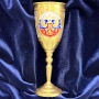 Серебряная рюмка для водки или коньяка с золотым покрытием, горячей эмалью и позолоченным гербом России "Символ-5" (объем 80 мл) - фото 1