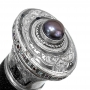 Эксклюзивный кинжал "Халиф-3" с дамасской сталью, авторская работа, использованы серебро, черный жемчуг, сапфир, рубин, топаз, гранат, аметист, чеканка, гравировка, чернение, кожа электрического ската - фото 4