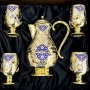 Серебряный набор для воды или вина с позолотой и горячей эмалью "Сказка востока-2" (6 предметов) - фото 2
