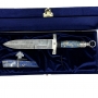 Серебряный нож "Властелин-2" (серебро, золото, бриллианты, топазы, агат, лазурит) - фото 2
