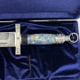 Серебряный нож "Властелин-2" (серебро, золото, бриллианты, топазы, агат, лазурит) - фото 3