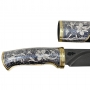 Серебряный нож-мачете с позолотой, кожей и дамасской сталью "Блеск" - фото 2