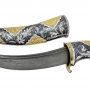 Серебряный нож с позолотой, чеканкой, чернением и дамасской сталью "Блеск-2" - фото 3