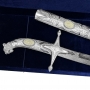 Серебряная сабля с гравировкой, чеканкой, горячей чернью, слоновой костью и дамасской сталью "Легенда-3" - фото 2