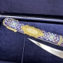 Эксклюзивная серебряная сабля со слоновой костью, горячей эмалью, золотым покрытием и булатной сталью "Империя" - фото 4