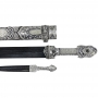 Двойной серебряный кинжал трансформер со слоновой костью, дамасской сталью и маленьким кинжалом "Бастион" - фото 3