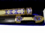 Серебряный кинжал с золотым покрытием, горячей эмалью, слоновой костью и дамасской сталью "Прометей" - фото 1