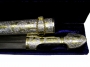 Серебряный кинжал с золотым покрытием, горячей эмалью, слоновой костью и дамасской сталью "Прометей" - фото 5